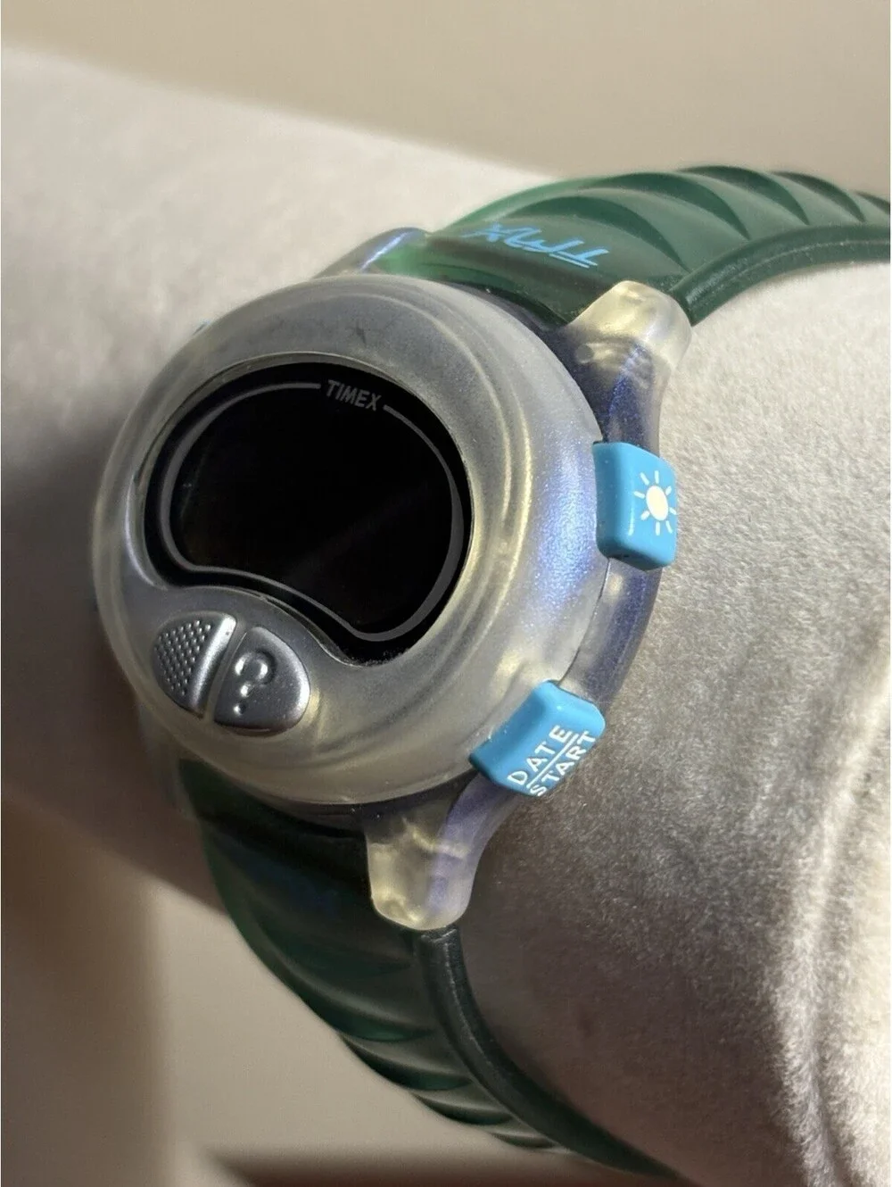 Vintage Timex Mystery Answer Watch Digital Y2K Blue Green RARE